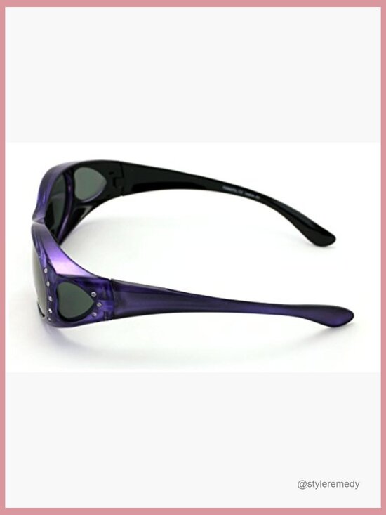 Polarized Fit Over Glasses Sunglasses with Rhinestone Rectangular Frame main image 5